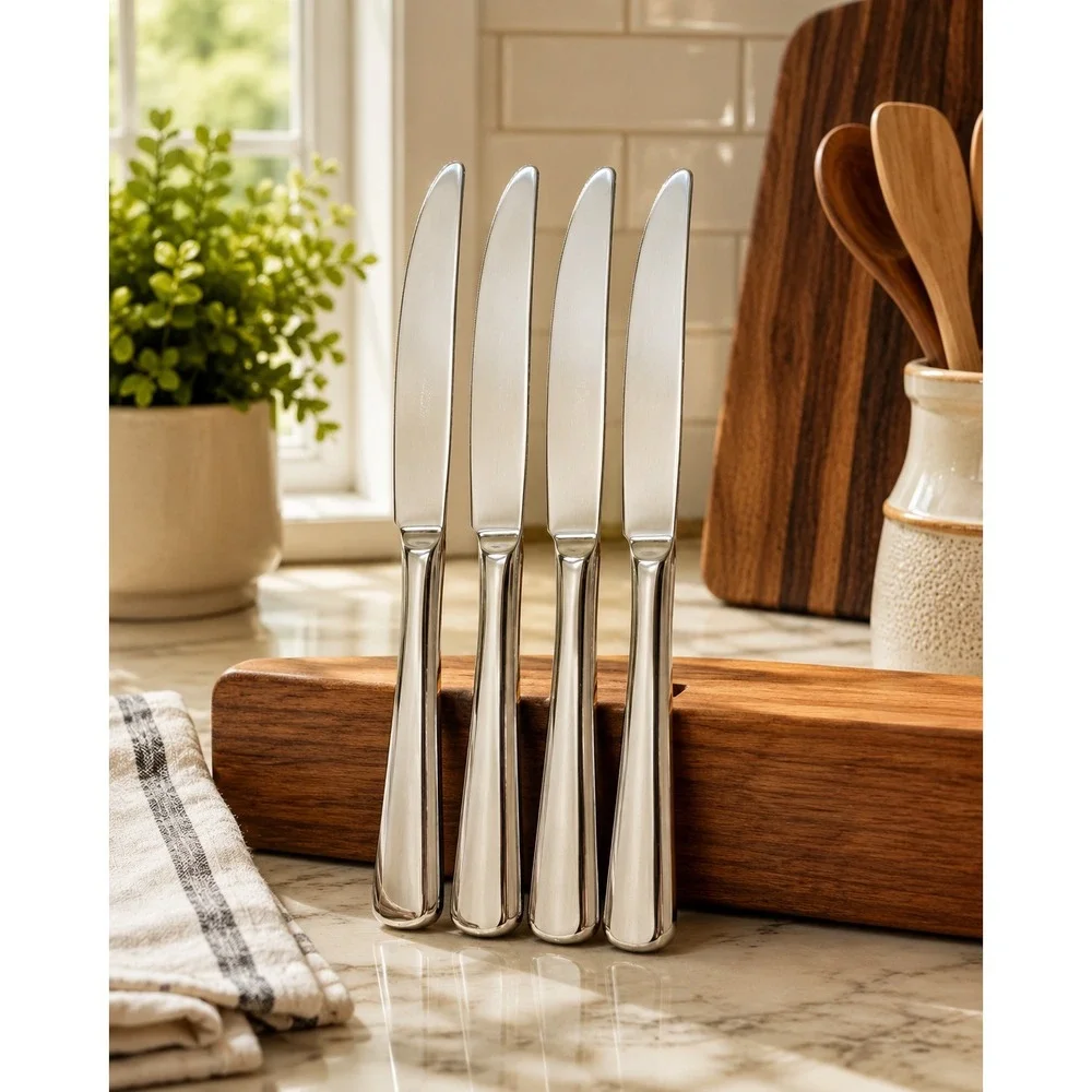 Title: Oneida Aptitude Dinner Knives Set of 4 Stainless Flatware Glossy